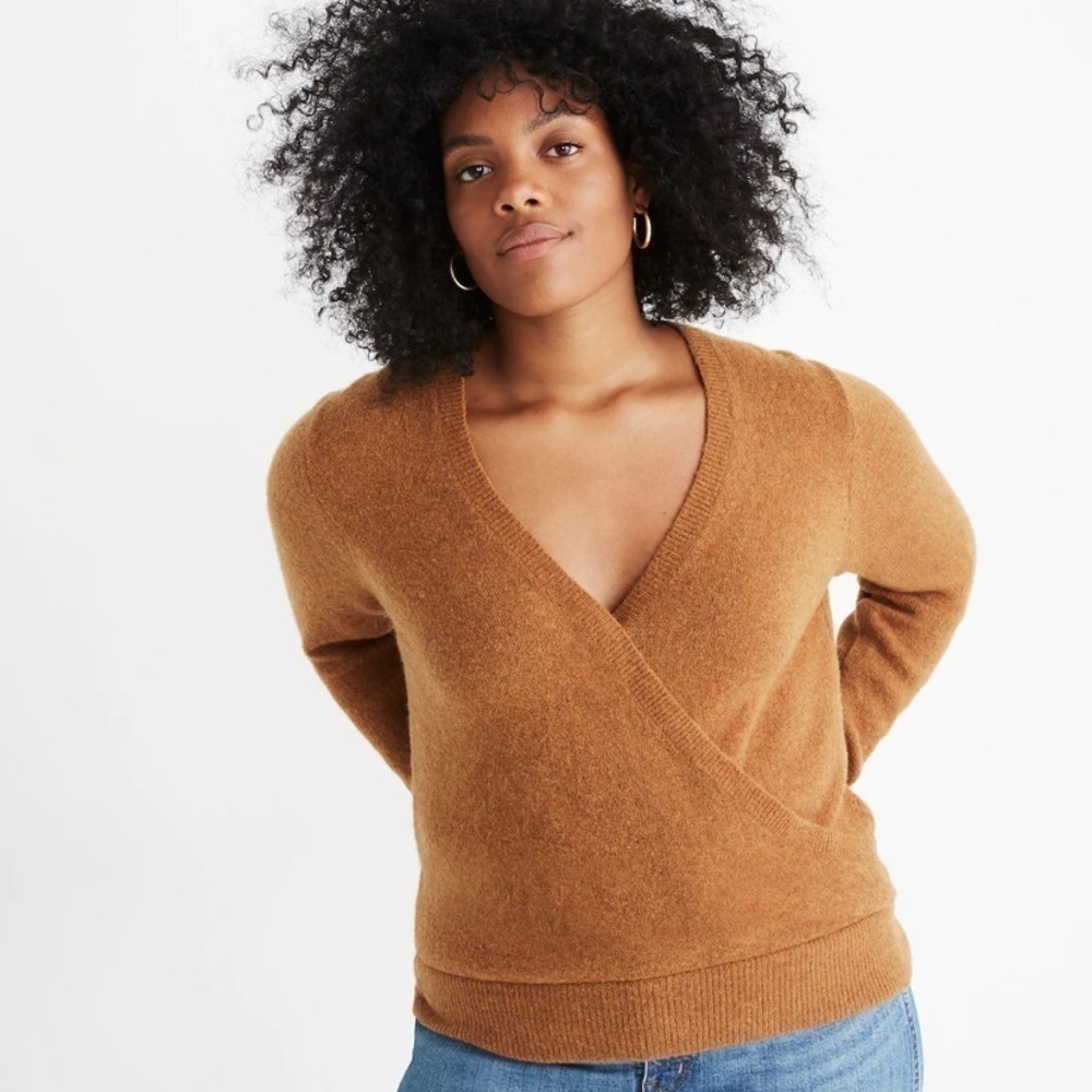 Madewell Wrap-Front Pullover Sweater in Coziest Yarn Size Medium